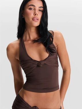 Sasha Therese Women's Brown Stretch Top